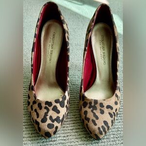 Christian Siriano Leopard-Print Pointed Toe Pumps in Brown and Black